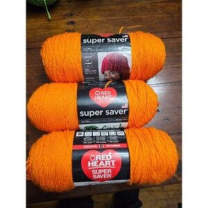 Red Heart Super Saver Yarn Pumpkin Orange‎ Worsted Acrylic 364 Yards LW2442